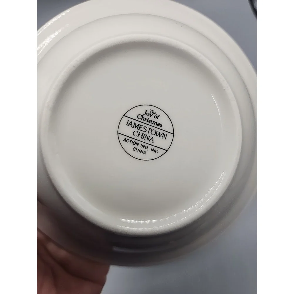 Joy of Christmas Jamestown Stoneware Cereal Salad Bowls Set of 4